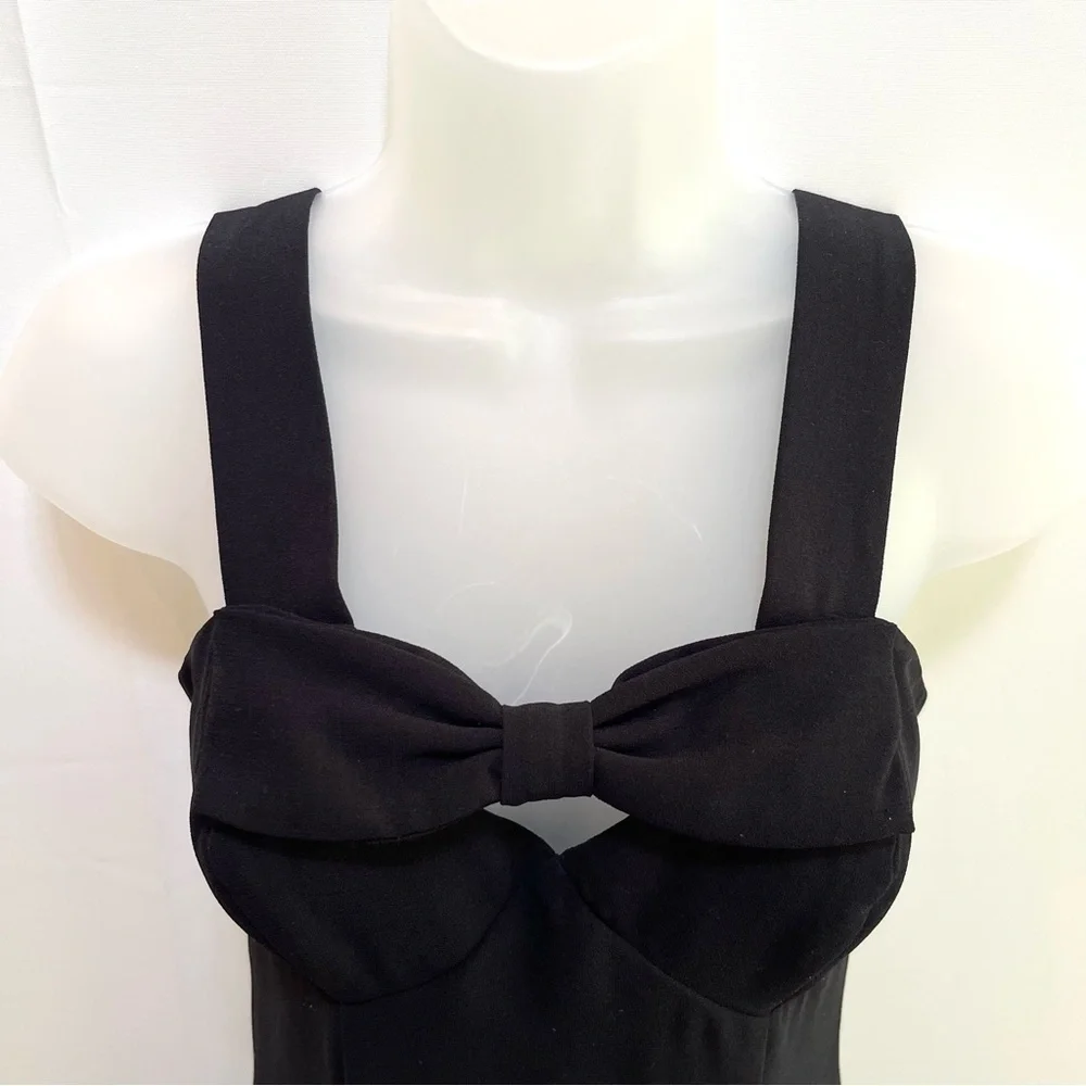 Vintage 90s Rampage Black‎ Formal Sweet Heart Bow Neckline Maxi Dress, XS